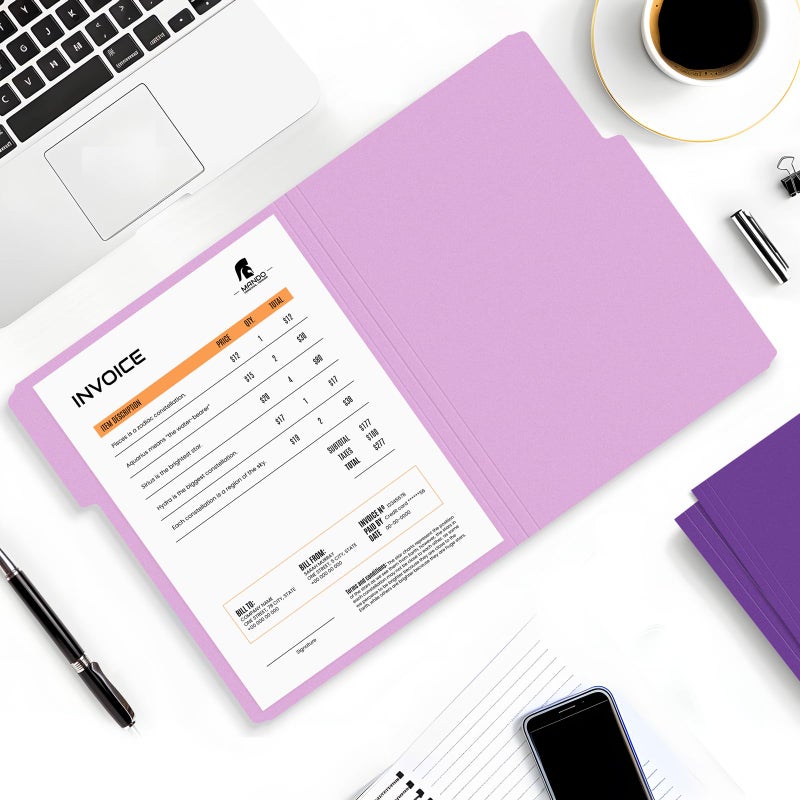 ساني مجلدات ملفات SUNEE، 100 حزمة مجلدات مانيلا 8.5 × 11، مجلدات ملفات ملونة لوازم المدرسة والمكتب المنزلي لملفات المستندات الورقية، أرجواني - Image 5